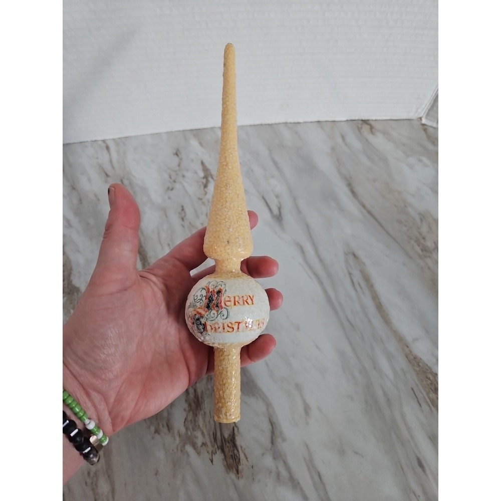 Vtg Christmas Tree Topper 10" Cream Hard Plastic 1975 Bradford USA